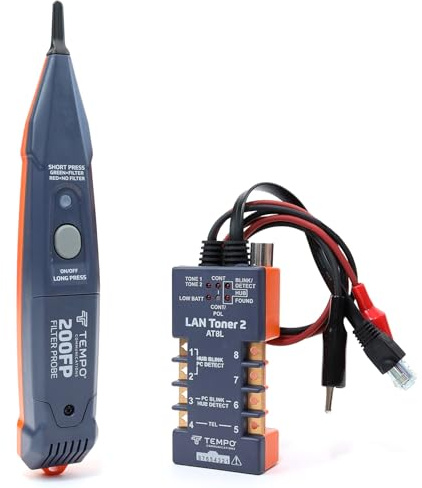 TEMPO 802K Digital LAN Network Toner and Probe Kit, Wire Tracer to Troubleshoot LAN and VDV Wiring, Professional Network & Cable Tracers with Wire Toner