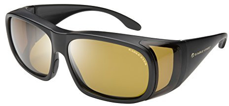 Eagle Eyes FitOns Polarisierte Sonnenbrille – Schildpatt Gr. One size, Mattschwarzer Rahmen/goldbraune Gläser