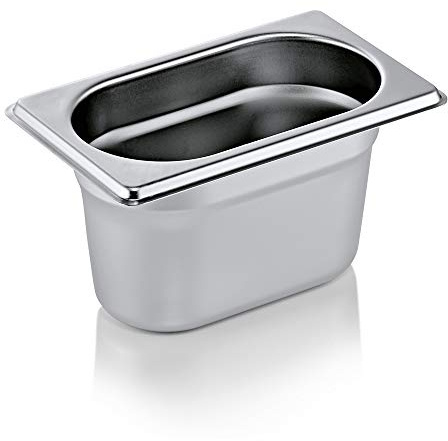 WAS 7019 100 Serie 70 Chromnickelstahl Gastronormbehälter mit Stapelrand, 1.50L, 1/9 GN, 108mm x 176mm x 100mm