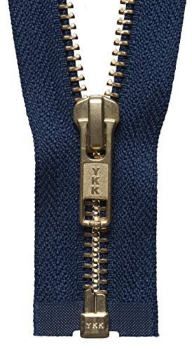 Brass Metal Open End Zip 76cm: Navy, Supplied by Downton Fabrics and Crafts