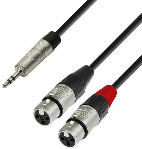 Adam Hall Cables 4 STAR YWFF 0180 Y-Kabel REAN 2 x XLR Female auf Miniklinke TRS | 1.8 m