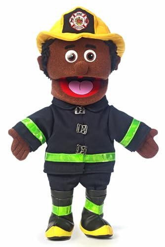 14 Fireman, Black Male, Hand Puppet