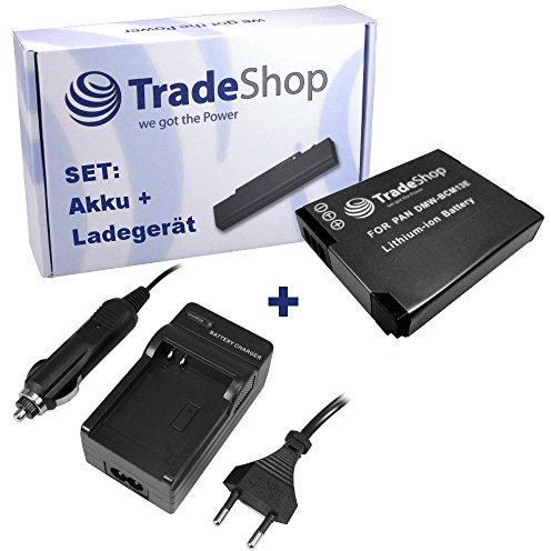 Trade-Shop Offre IM : kit haute performance pour appareil photo Li-ion + batterie chargeur de voiture pour Panasonic Lumix DMC-LZ40 DMC-TZ55 DMC-TZ56 DMC-TZ57 DMC-TZ58 DMC-TZ60 DMC-TZ61 DMC-TZ70 DMC-TZ71