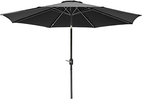 Greenbay 3m Round Parasol 8 Metal Ribs Construction Garden Furniture Parasol Outdoor Umbrella With Winding Crank & Tilt Function (Black)