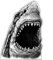 Aufkleber Weißer Hai schwarz/weiß Sticker Tiere Meer Autoaufkleber Motorrad Tuning ca. 12x8 cm Ozean Raubfisch Monster Shark Fische Angeln Fischen Bootsbeschriftung