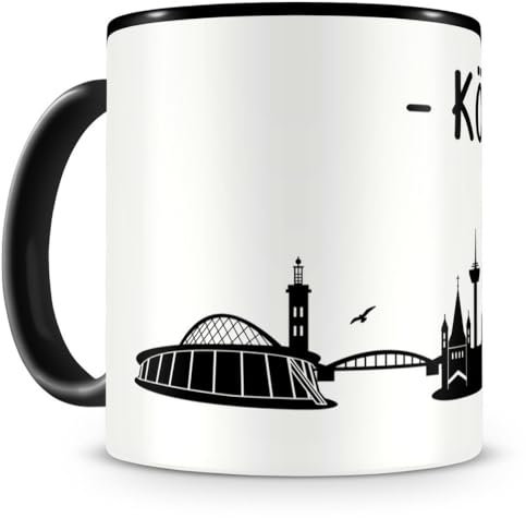 Skyline4u Tasse mit Köln Skyline für Kaffee oder Tee 300ml schwarz