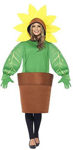Sunflower in Pot Women's Men's Costume Unisex Hooded Flower Pot Plant Funny Jag Street Carnival Fancy Dress
