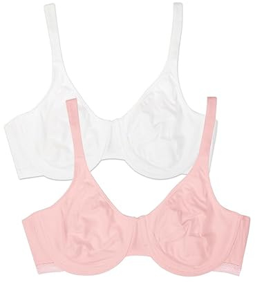 Fruit of the Loom Women's Unlined Underwire Bra(Pack of 2) Full Coverage, Bittersweet Pink/White, 36DD