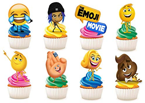 Ediblecakedecorations The Emoji Movie Aufstellbare Cupcake-Topper aus essbarem Papier, 30 Stück