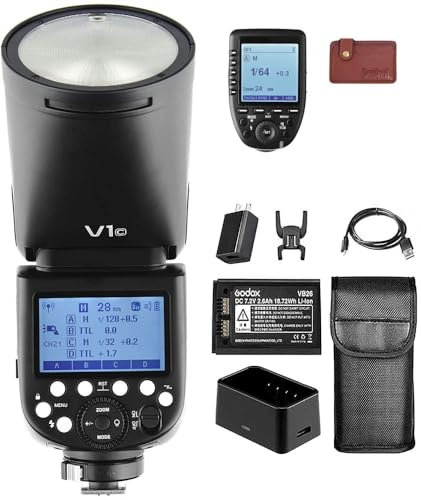 Godox V1-C TTL on-Camera Round Head Camera Flash and Xpro-C Wireless Trigger, 2.4G Wireless system and Full TTL function, Compatible with Canon Cameras