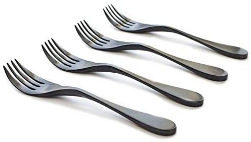KNORK Titanium Alloy Coated Mit Titanlegierung beschichtet Salatknork Gabeln, Edelstahl, matte black
