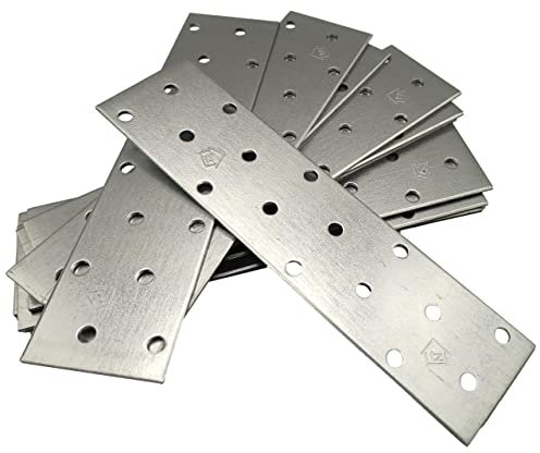 Steel Timber Connector Set Flat Repair Connecting Joining Plate Galvanised Z275g/m2 20μm 6.3x1.57x0.08 (160 x 40 x 2mm) Pack of 12pcs