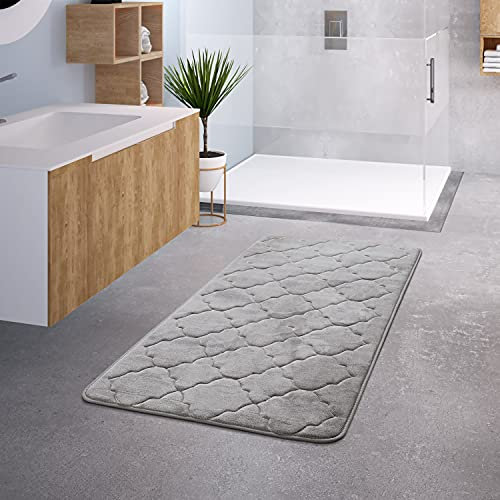TT Home Badezimmer Badematte Duschmatte rutschfest Waschbar Memory Schaum Stein Muster, Farbe: Grau 2, Größe:65x120 cm