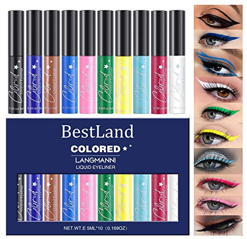 10 Farben Matte Liquid Eyeliner Set Neon Bunte Eyeliner Wischfest Wasserdicht Langlebig Schnell Trocknend Augen Make-up Set Geschenk Für Frauen (Matte Eyeliner)