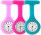 SibyTech Schwesternuhr Ansteckuhr fob,Silikon mit Pin/Clip,Glow Pointer im Dunkeln,Infektionskontrolle Design,Analog-digital,Quarzwerk,Arzt Sanitäter medizinische Brosche Fob Uhr Rosa rosa blau