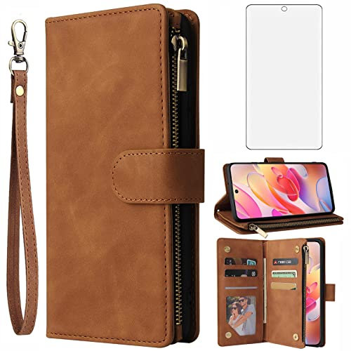 Asuwish Funda tipo cartera compatible con Xiaomi Redmi Note 10/10S 4G, protector de pantalla de vidrio templado y tarjetero con tapa, accesorios para celular, fundas de teléfono para Redme Note10 S