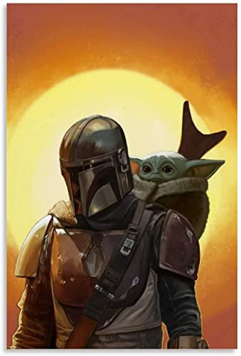 LBMED GemäLde Auf Leinwand Filmposter Star Wars The Mandalorian Poster zur Raumdekoration Wandkunst Malerei Poster Druckt Bilder 19.7x27.6(50x70cm) Kein Rahmen