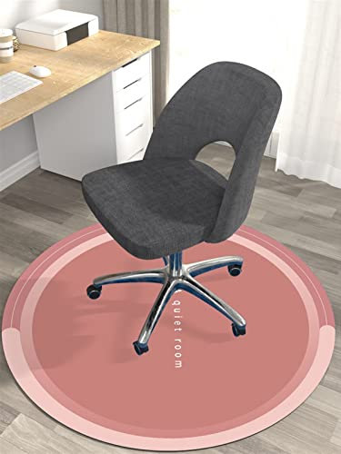Heavyoff Round Office Chair Mat Chair Carpet for Hardwood Floor Computer Gaming Chair Mat Office Chair Mat for Tile Floor Floor Protector Rug, Pink, 140cm