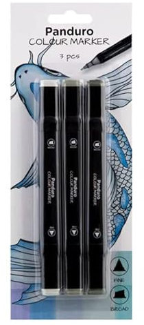 Panduro | Farbmarkierungen | 3 Stifte Marker | Twintip-Marker | Warme Grautöne: Warmes Grau 2, 4, 6