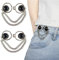 RichLuck 2 Paar Hose enger Machen Clip, Schwarze Perlen Jeans Knopfnadeln mit Kette Jeans Knopfnadeln, Verstellbare und Wiederverwendbare Hosenknöpfe zum Stecken, Jeans Knöpfe ohne Nähen