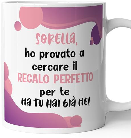 AL PRODUCTION Tazza Mug SORELLA REGALO PERFETTO DESCRIZIONE DIVERTENTE - Tazza regalo di compleanno - Divertente - Humor