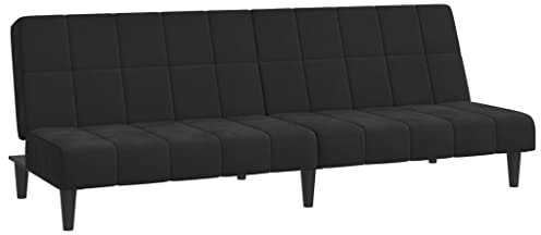 vidaXL Schlafsofa 2-Sitzer, Sofa mit Holzrahmen, Schlafcouch für Wohnzimmer Heimkino Büro, Couch Sofabett Tagesbett Gästebett, Schwarz Samt