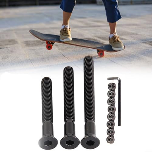 DAZZLEEX Vis en acier carbone pour skateboards, longboards, Land Surfboards Noir (45 mm) 29 mm, 38 mm, 45 mm de diamètre
