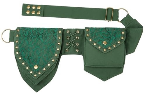 Larswon Renaissance-Tasche für Damen, Renaissance-Gürtel, Festival, Hüft- und Oberschenkeltasche, Stil 3: Grün, Medium, Renaissance-Tasche