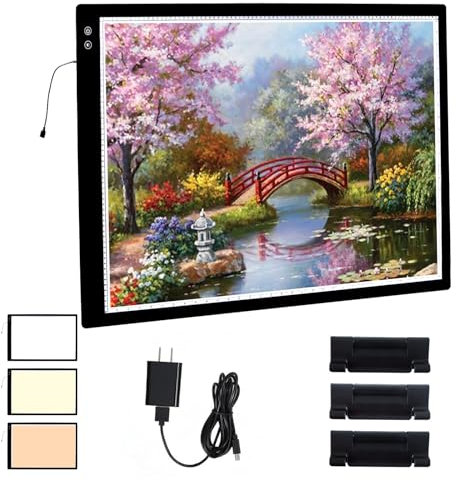 YINGWOND Leuchttisch A1 Wiederaufladbar, batteriebetriebener Leuchtkasten diamond painting Zubehör Leuchtpad3 Farben/6 Stufen Licht pad für Diamond Painting/Zeichnung/Röntgenbetrachtung/Skizzieren