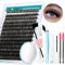 GEMERRY Ciglia Finte Ciuffetti Kit 60D Ciuffi Ciglia 0.07mm D Curl 10-18mm con Bond and Seal Pinzette Rimuovi Colla Ciglia a Grappolo Extension Ciglia kit (60D-0.07D-10-18mm-Set)