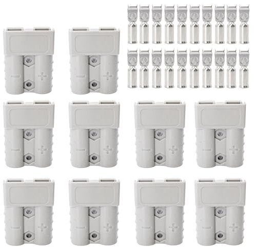 HISports 10 x Stecker Anderson Stecker 50A Batteriestecker, Stecker Kabelklemme, 600V 50Amp Schnellanschlussstecker für Anderson Gabelstapler Wohnwagen Anhänger Stecker