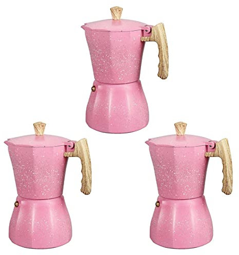 Marclix Cafetera para café con leche, 3 unidades, 300 ml, color rosa