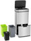 GOPLUS 72 L Poubelle Cuisine Sans Contact, Capteur de Mouvement Intelligent, Poubelle à Tri Bacs de Recyclage, Fermeture Lente, pour Cuisine, 42 x 32-58 x 84-110 cm