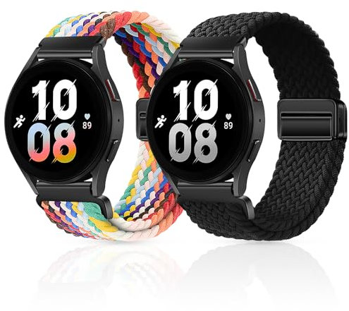 aceyoon Correa Trenzada Compatible con Samsung Galaxy Watch 7/6/5/4 40mm 44mm, Correas Nailon Magnético 20mm Elástica Correa Reloj de Repuesto para Galaxy Watch 6 Classic 47mm 43mm