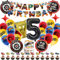 Luclay Fire Wheel Luftballons 5 Jahre Kinder Geburtstag Deko Mädchen - 40Pcs Geburtstagsdeko Hintergrund, Latexballons Tortendeko Geburtstag, Folienballon Racing Car für Party, Kindergeburtstage