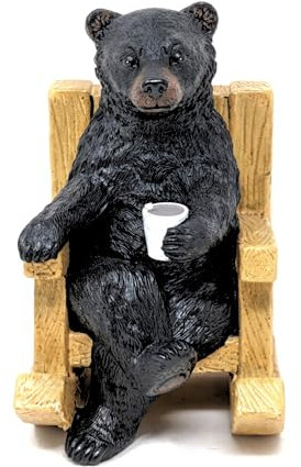 AMAJY Rustikaler Braunbär im Schaukelstuhl, Tischdekoration, Akzent für Zuhause, Küche, Büro, Regal, Couchtisch und Schreibtisch, einzigartiges Stück im Kabinen-/Lodge-Stil