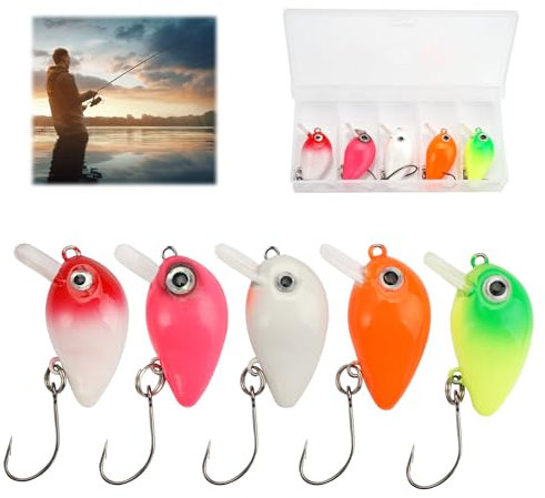 5 Pezzi 2,9 Cm / 1,6 G Pesciolini di Pesca per Trote Spoon Trout Area,Set di Esche da Pesca Con Scatola, Esche in Plastica Cucchiaini Pesca, Esche Artificiali per Luccio, Lucioperca, Pesce Persico
