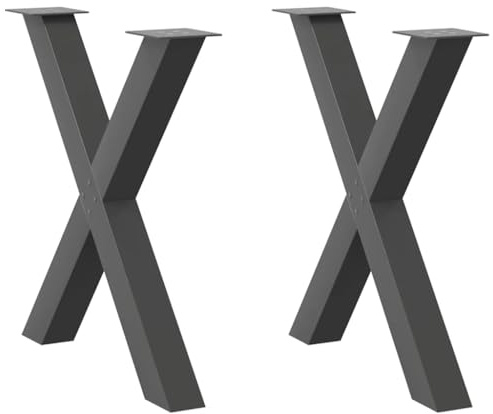 vidaXL Dining Table Legs X-Shaped 2 pcs Anthracite 70x(72-73) cm Steel
