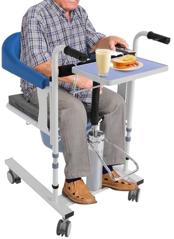 Fliuyr Silla de Ruedas Hidráulica y de Transferencia Para Pacientes - Respaldo Ajustable y Plegable 180° - Multifunción Para Ducha - Capacidad 100kg