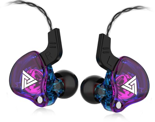 Qkz ak6 Écouteurs intra-auriculaires universels avec micro Hi-Fi 3,5 mm pour sport, gaming, course à pied, violet