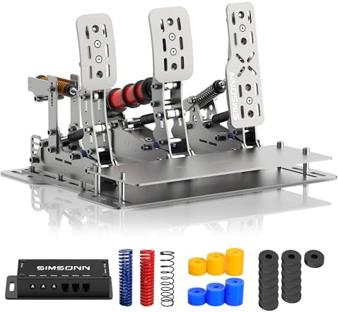 SIMSONN Plus X Sim Racing Pedale PC Racing Simulator Drucksensor Lastzelle HE Hydraulikpedale Unterstützung für haptische Pedals Reactor (Silber P3-H3-Plate)