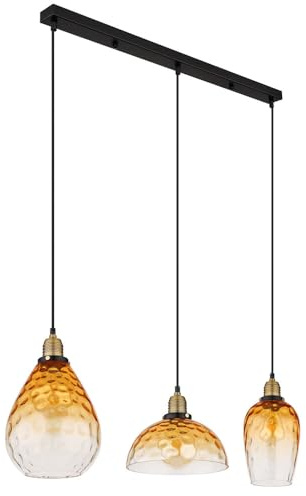GLOBO Pendant Light Ceiling Light Dining Room Lamp Pendant Light Glass Amber 3 Bulbs