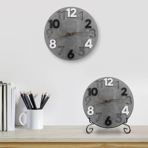 KunpengZen Wanduhr ohne Tickgeräusche 30cm – Moderne Küchenuhr aus Holz, 3D Wanduhr Wohnzimmer lautlos für Schlafzimmer & Büro (Grau)