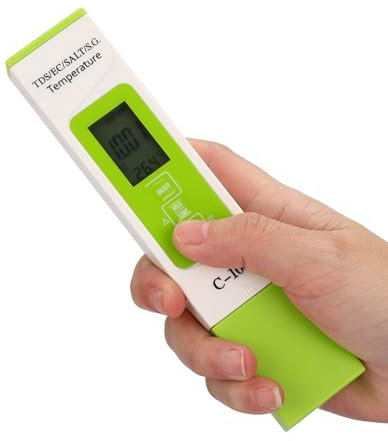lvifloae Pool-Salztester C-100 5-in-1-Salinitäts-TDS-EC-Meerwassertester, multifunktionaler Wassertester mit Hintergrundbeleuchtung für Salzwasser-Aquariumwasser, genauerer pH-Wert