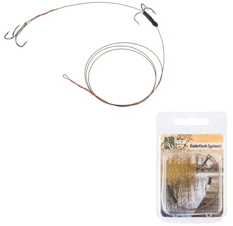 Zite Fishing Hecht Köderfisch-System Justierbar S, M & L | Köderfische 5-20 cm Hechtangeln | Drillingssystem Angsthaken Fertigsystem | Stingerhaken Raubfisch Fertigmontage | Köderfischmontage (L)