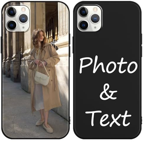 Kivlclri Personalisierte Handyhülle für iPhone 11 Pro Max 6,5'', Personalisiert Hülle mit Selbst Gestalten Eigenem Bild Motiv Foto Schutzhülle, Individuelle Design Case für iPhone 11 Pro Max,Schwarz