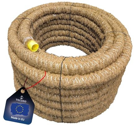 tecuro Drainagerohr 10 Meter - DN50, flexibel, gewellt und geschlitzt, mit Kokosumflechtung, PVC-U, DIN 1187