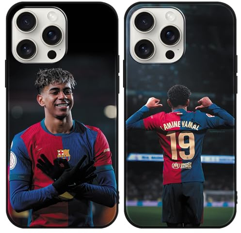 Yimctoie 2 Stück Soccer Fußball Star Schutzhülle für iPhone 13 iPhone 14 Hülle 6,1,Cartoon Football Club Fußball-Athleten Muster Design TPU Silikon Stoßfest Handyhülle Junge Case,Kawaii