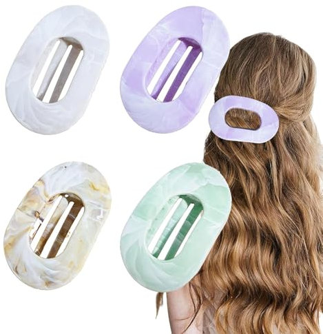 4 Stück Flache Haarspangen, Flache Haarklammern, Flat Claw Clip, Haarklammer Flach, Marmor Farbverlauf, Starker Halt Für Dünnes Und Dickes Haar, Ideal Für Alltag, Sport, Fahren, Liegen, Geschenk