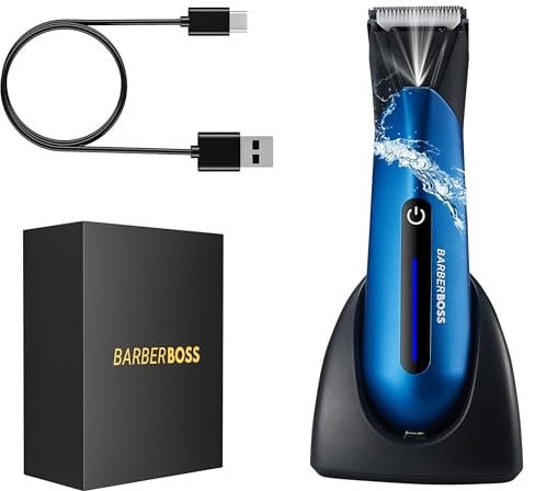 BarberBoss Rasoio per il corpo da uomo, ricaricabile, senza fili, tagliacapelli da uomo, regolabarba a sfera, trimmer per petto, inguine e aree intime, tagliacapelli pubico e rasoio a sfera
